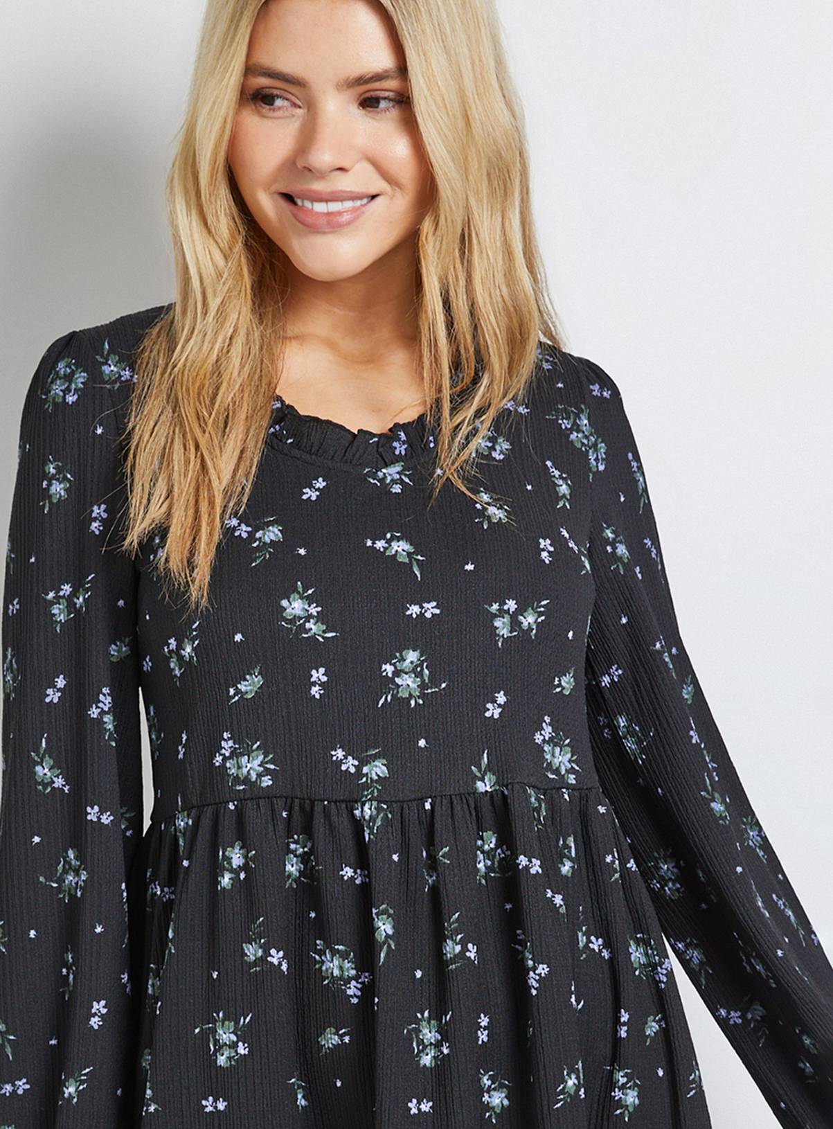 DOROTHY PERKINS Floral Tiered Scoop Neck Jersey Smock Mini Dress 12 - Image 2